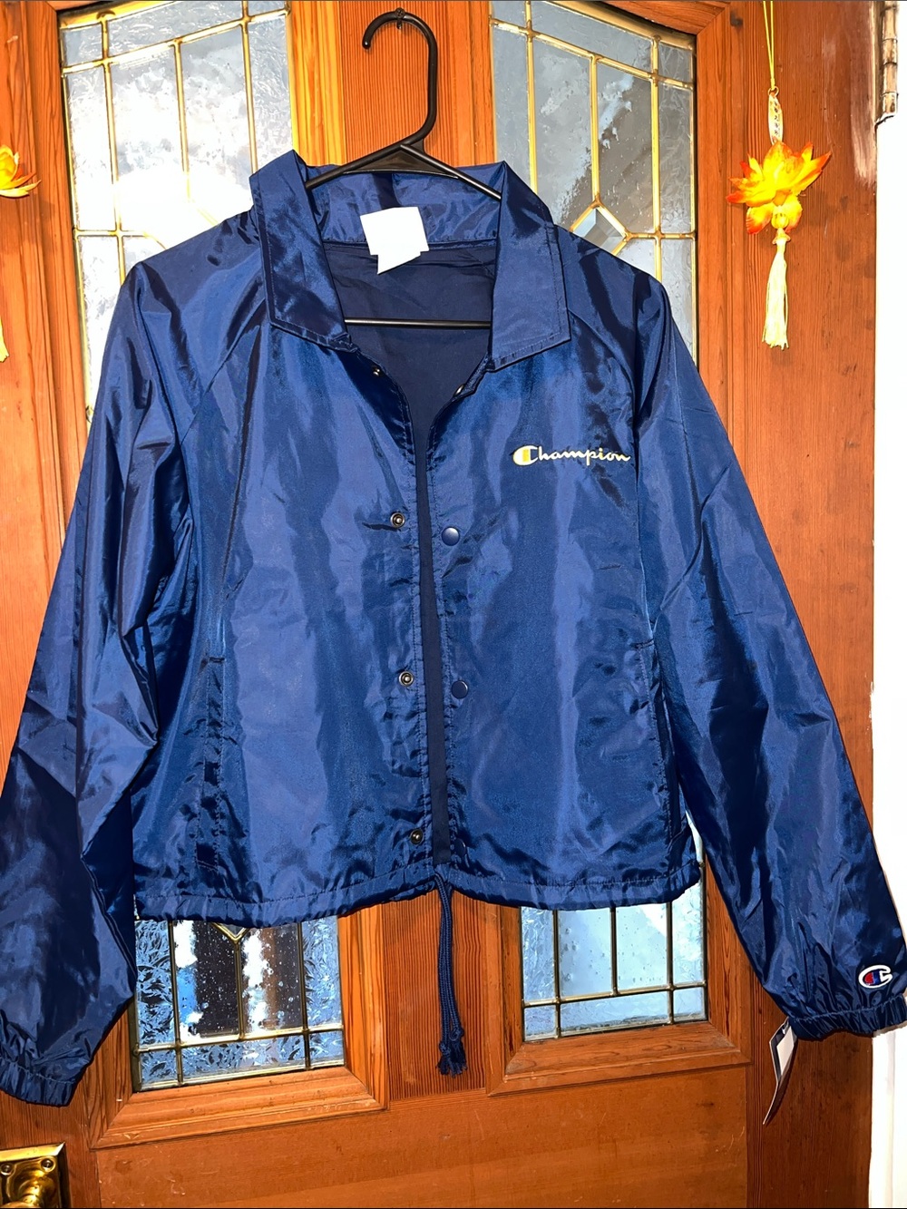 Champion Navy Blue Windbreaker Jacket with Logo